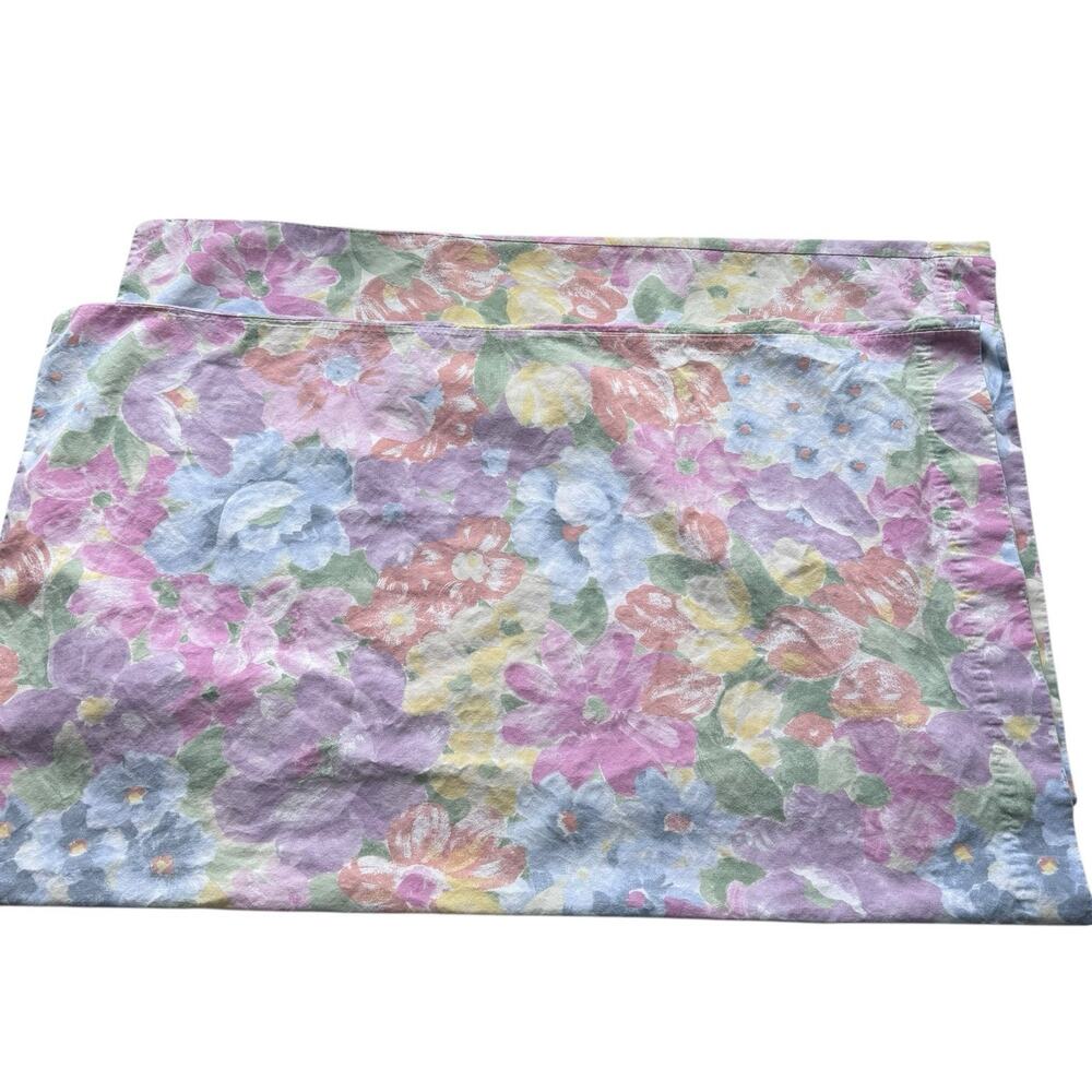 Vintage Floral Pillowcases Standard Flowers Cottagecore Shabby Chic Cotton Muted